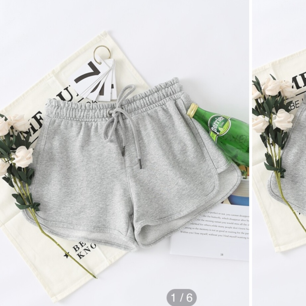 SHEIN letter embroidered drawstring waist shorts